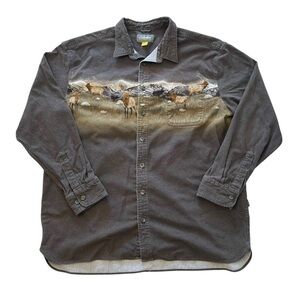 Cabela’s Soft Chamois Elk Print Shirt Size 2XL Tall - Button Up